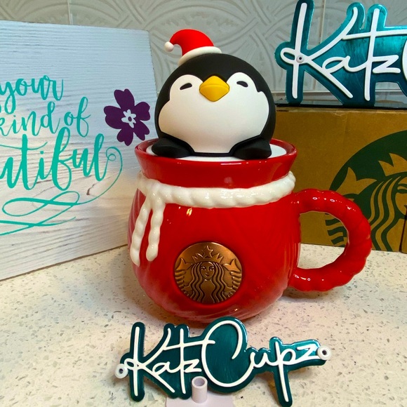 Starbucks Accessories - LAST ONE**17oz Starbucks Penguin Lid w/Santa Bag Mug, China.